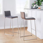 Lot de 2 tabourets de bar LumiSource Mason Mara 76 cm, acier inoxydable, noyer, cuir PU
