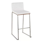 Lot de 2 tabourets de bar LumiSource Mason Mara 76 cm, acier inoxydable, noyer, cuir PU