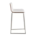 Lot de 2 tabourets de bar LumiSource Mason Mara 76 cm, acier inoxydable, noyer, cuir PU