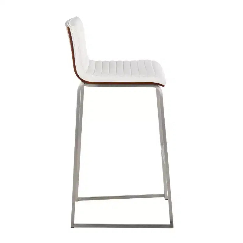 Lot de 2 tabourets de bar LumiSource Mason Mara 76 cm, acier inoxydable, noyer, cuir PU