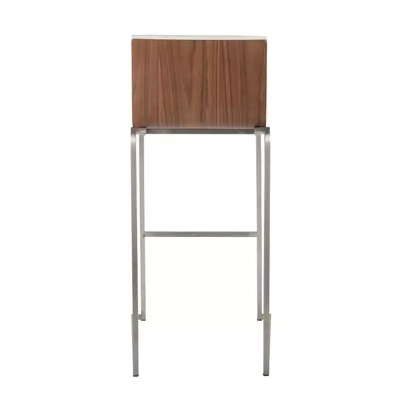 Lot de 2 tabourets de bar LumiSource Mason Mara 76 cm, acier inoxydable, noyer, cuir PU