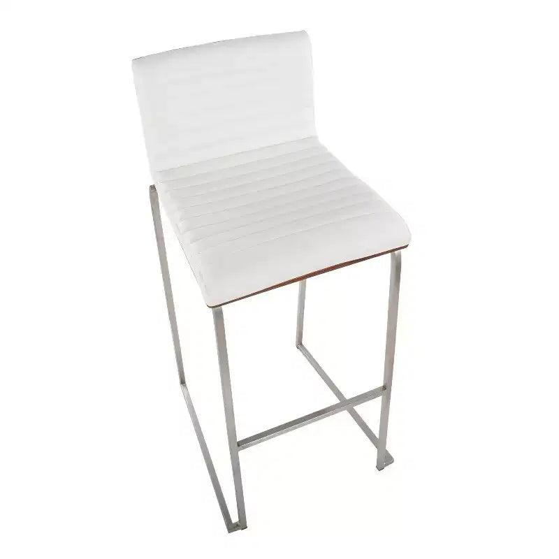 Lot de 2 tabourets de bar LumiSource Mason Mara 76 cm, acier inoxydable, noyer, cuir PU