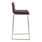 Lot de 2 tabourets de bar LumiSource Mason Mara 76 cm, acier inoxydable, noyer, cuir PU