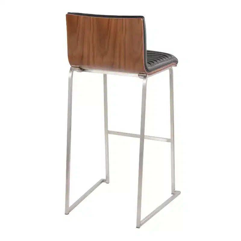 Lot de 2 tabourets de bar LumiSource Mason Mara 76 cm, acier inoxydable, noyer, cuir PU
