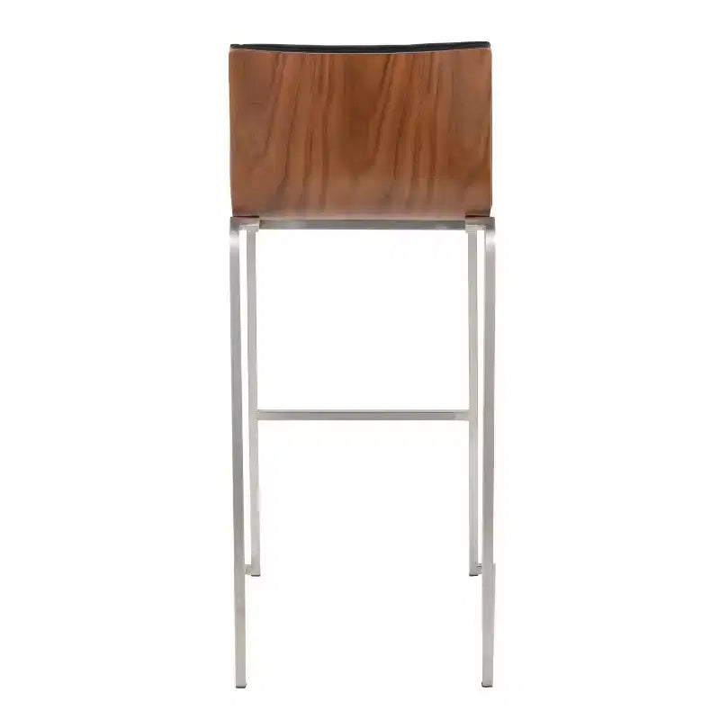 Lot de 2 tabourets de bar LumiSource Mason Mara 76 cm, acier inoxydable, noyer, cuir PU