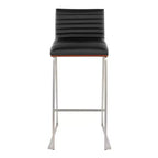 Lot de 2 tabourets de bar LumiSource Mason Mara 76 cm, acier inoxydable, noyer, cuir PU