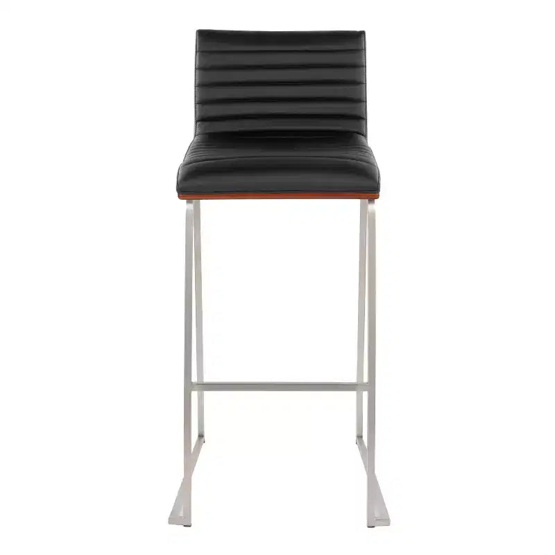 Lot de 2 tabourets de bar LumiSource Mason Mara 76 cm, acier inoxydable, noyer, cuir PU