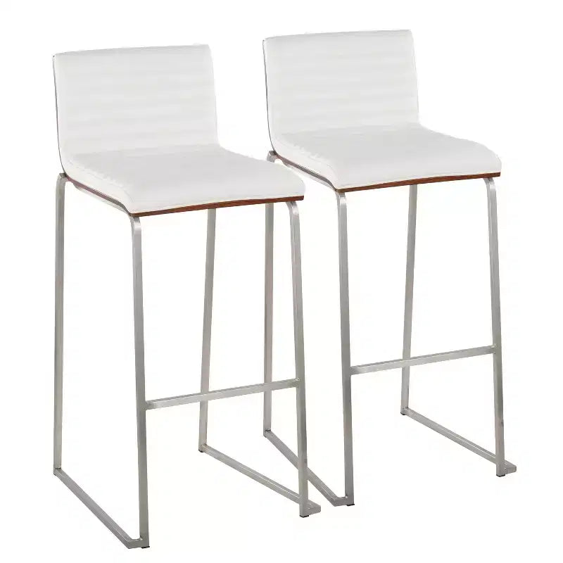 Lot de 2 tabourets de bar LumiSource Mason Mara 76 cm, acier inoxydable, noyer, cuir PU