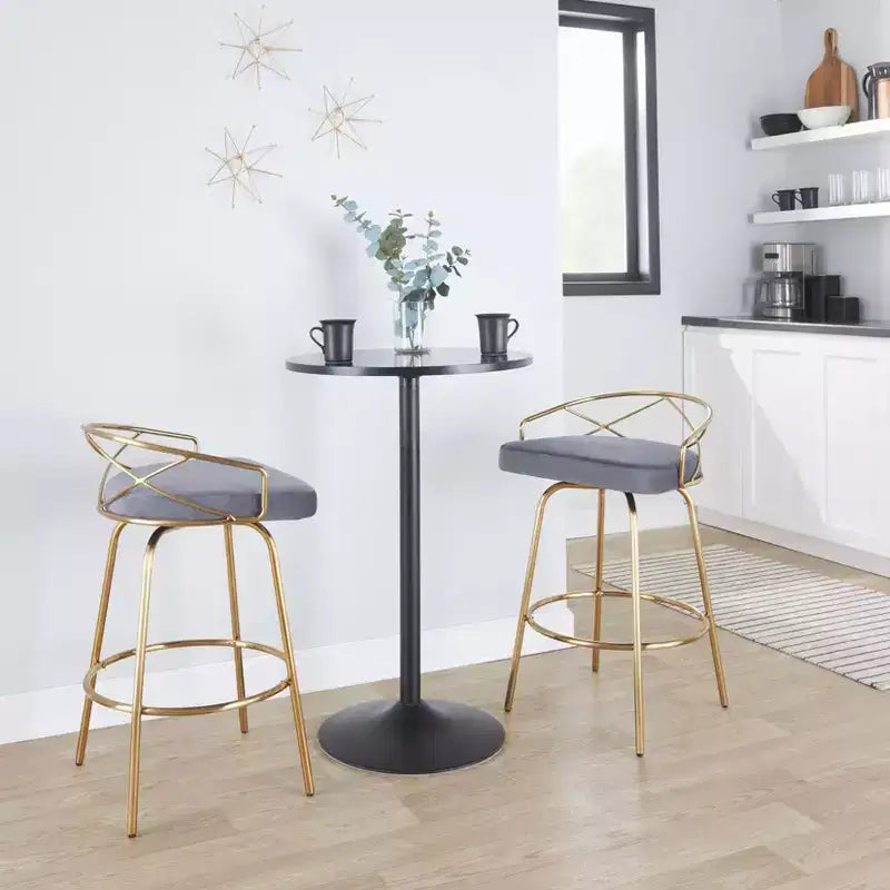 Lot de 2 tabourets de bar hauteur comptoir Charlotte