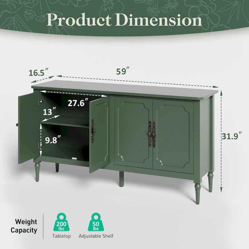 Meuble d'appoint 58" à 4 portes