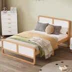 Lit plateforme pleine grandeur en bois massif de style moderne pour enfants