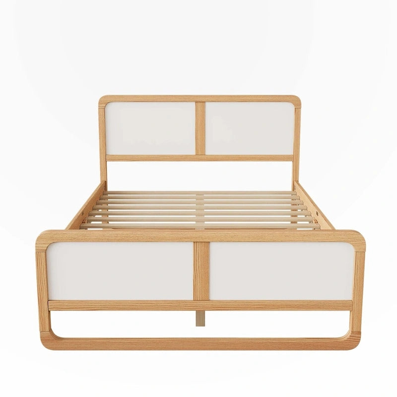 Lit plateforme pleine grandeur en bois massif de style moderne pour enfants