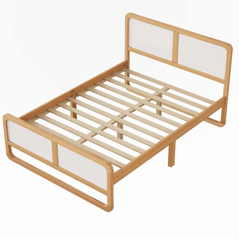 Lit plateforme pleine grandeur en bois massif de style moderne pour enfants