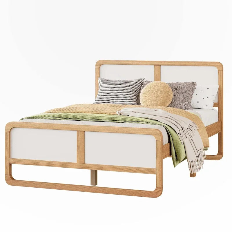 Lit plateforme pleine grandeur en bois massif de style moderne pour enfants