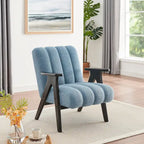 Fauteuil d'appoint moderne en tissu Sherpa Teddy – Cadre en bois Espresso