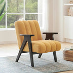 Fauteuil d'appoint moderne en tissu Sherpa Teddy – Cadre en bois Espresso