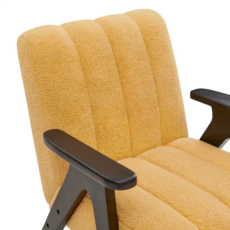 Fauteuil d'appoint moderne en tissu Sherpa Teddy – Cadre en bois Espresso