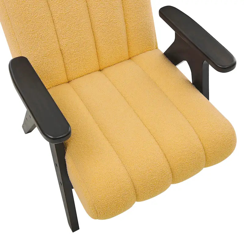 Fauteuil d'appoint moderne en tissu Sherpa Teddy – Cadre en bois Espresso