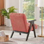 Fauteuil d'appoint moderne en tissu Sherpa Teddy – Cadre en bois Espresso