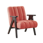 Fauteuil d'appoint moderne en tissu Sherpa Teddy – Cadre en bois Espresso