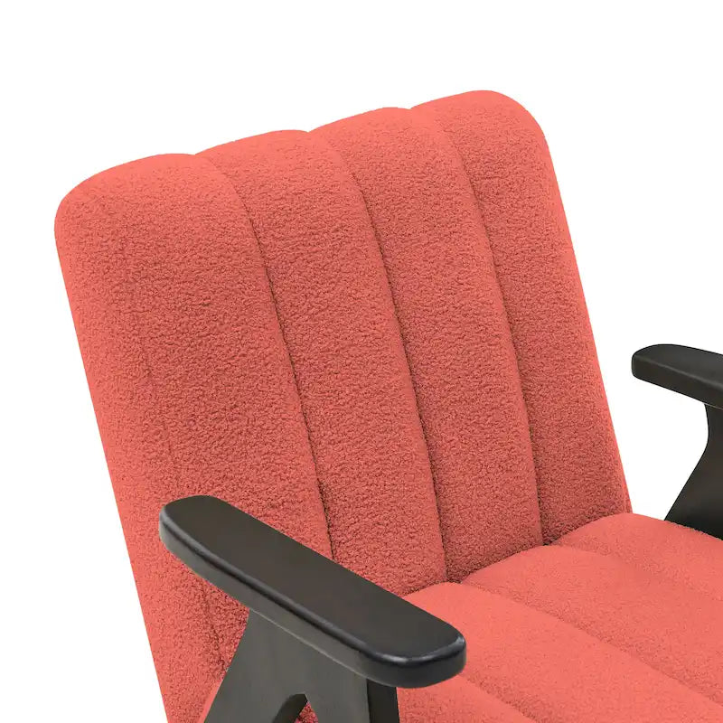 Fauteuil d'appoint moderne en tissu Sherpa Teddy – Cadre en bois Espresso