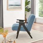 Fauteuil d'appoint moderne en tissu Sherpa Teddy – Cadre en bois Espresso