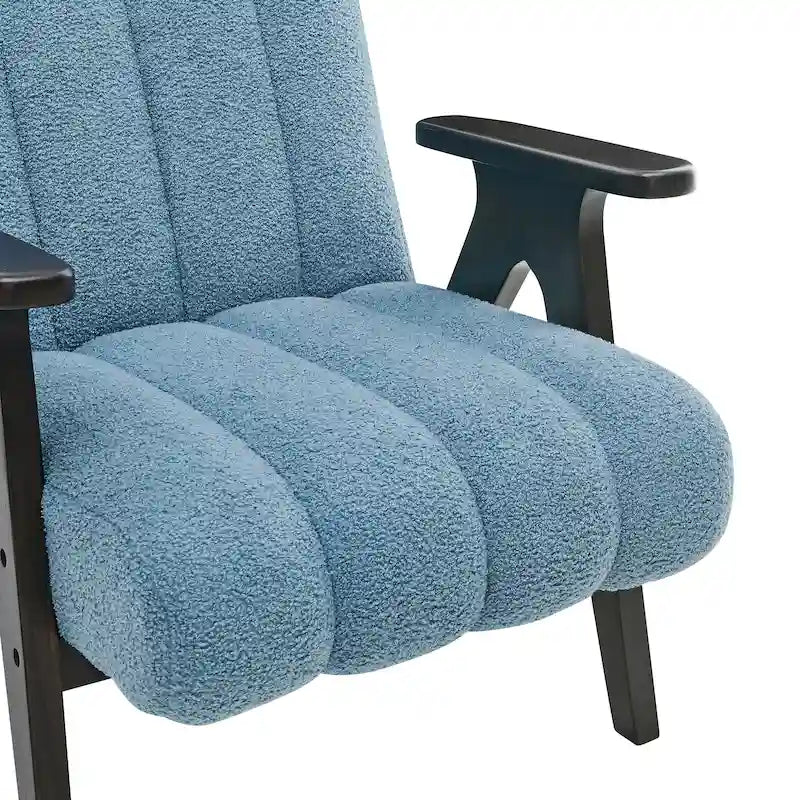 Fauteuil d'appoint moderne en tissu Sherpa Teddy – Cadre en bois Espresso