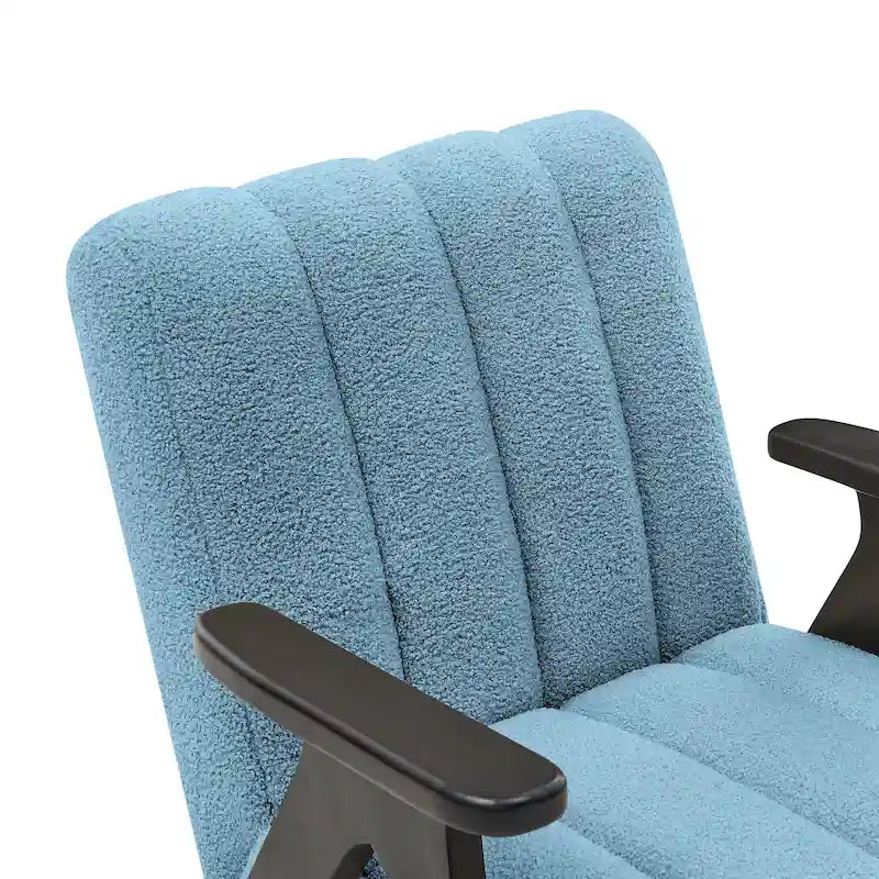 Fauteuil d'appoint moderne en tissu Sherpa Teddy – Cadre en bois Espresso