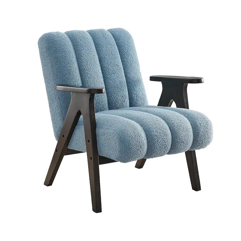 Fauteuil d'appoint moderne en tissu Sherpa Teddy – Cadre en bois Espresso