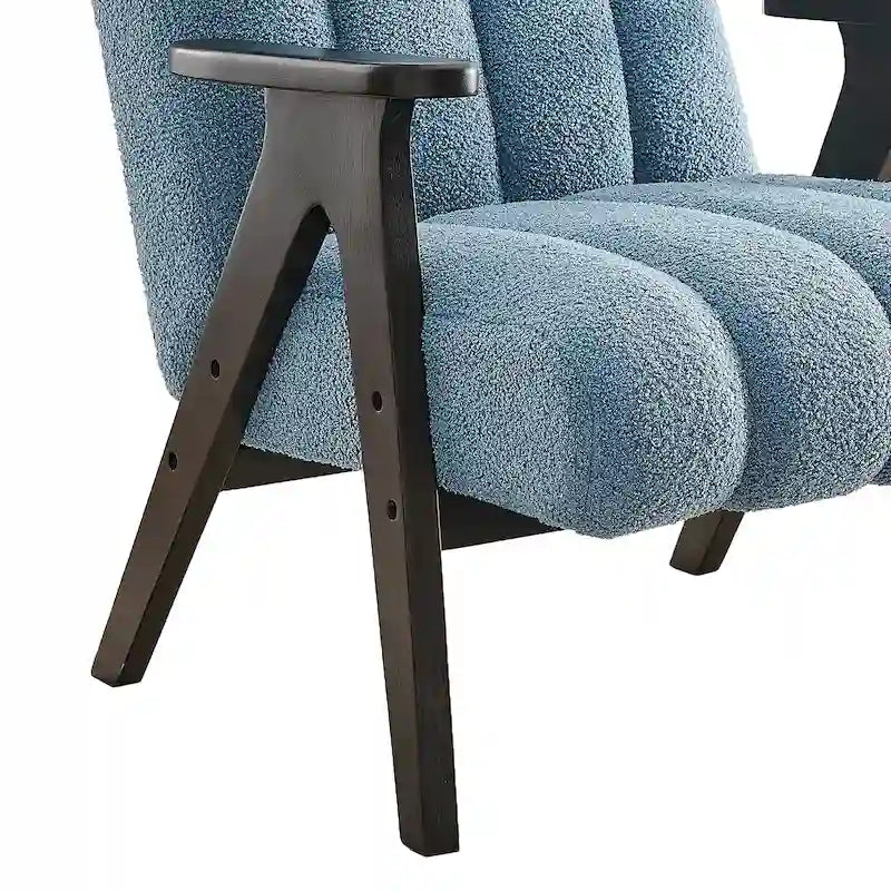 Fauteuil d'appoint moderne en tissu Sherpa Teddy – Cadre en bois Espresso